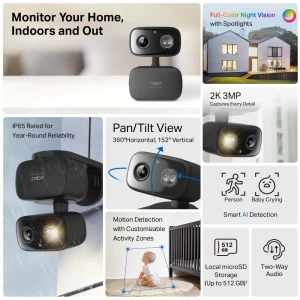 Indoor/Outdoor Pan/Tilt Wired Security Camera — Security Camera, Tapo