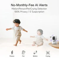 Pet/Dog Camera with Speaker/Phone App, No-Monthly-Fee AI Person/Pet/Cry Detection Security Camera Indoor, PTZ 2.4GHz... — Baby Monitor, CINMOORE