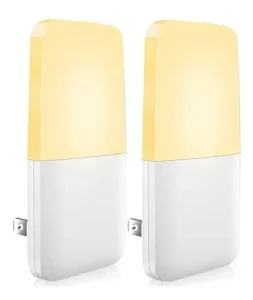 Plug-in LED Night Light with Auto Dusk to Dawn Sensor, Adjustable Brightness Warm White Lights, 2 Pack, MAZ-TEK