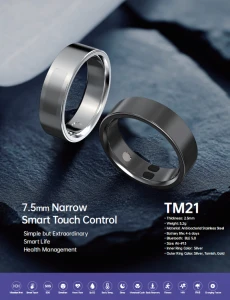 Smart Health Ring with Vibration Alert and Touch Control — Smart Ring, uaue