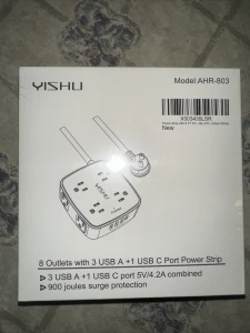 Surge Protector Power Strip with 8 Outlets and 4 USB Ports, YISHU