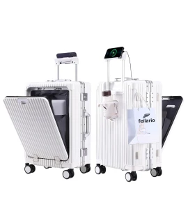 Aluminium Frame Zipperless PC Hard Shell Spinner Wheels Luggage — Smart Luggage, feilario