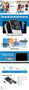Automatic Upper Arm Blood Pressure Monitor with Bluetooth App Sync — Blood Pressure Monitor, Oklar