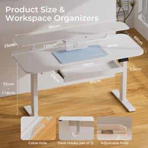 Electric Standing Desk with Drawers and Monitor Stand — Standing Desk, COMHOMA