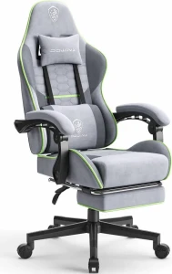 Fabric Gaming Chair with Pocket Spring Cushion, Massage, and Footrest — Smart Chairs, Dowinx