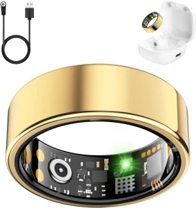 Fitness Ring with Heart Rate, Blood Oxygen, Stress, Sleep, and Step Tracking — Smart Ring, REWSX