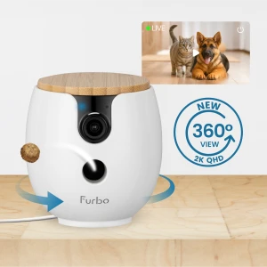 Mini 360° 2K QHD Pet Camera with Power Adapter — Smart Bird Feeder, Furbo