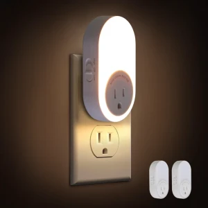 Night Lights Plug Into Wall with Dusk to Dawn Sensor and Power Outlet, Dawnrise