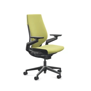Office Chair with Wheels for Carpet, 360-Degree Arms, Wasabi Green Fabric — Smart Chairs, Steelcase