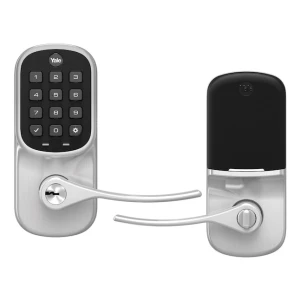 Satin Nickel Assure Lock Entry Door Handle with Wi-Fi Connected Keypad — Smart Lock, Yale