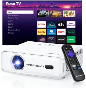 Smart Projector with Roku Streaming, 1080P FHD, Auto Focus, Dolby Audio, and WiFi/Bluetooth — Smart Projector, Aurzen
