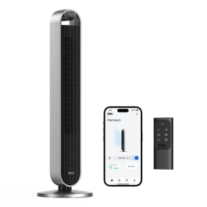 Tower Fan for Bedroom, 42 Inch 120° Oscillating Fan, 20dB Quiet DC Motor, 28ft/s Velocity Bladeless Standing Fan with 12... — Smart Fan, Dreo