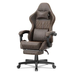 Vintage PU Leather Gaming Chair with Massage and Footrest — Smart Chairs, Ferghana