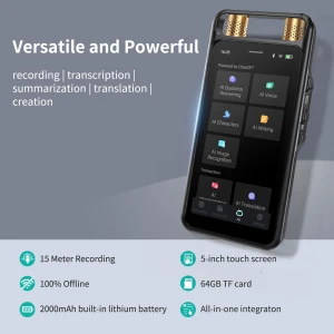 Voice Recorder with Transcription and Translation — Translator Device, Rpbznr