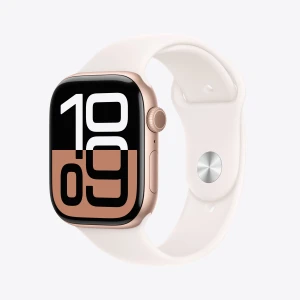 Watch Series 10 [GPS + Cellular, 1.65 inches] - Rose Gold Aluminum Case with Light Blush Sport Band, S/M (Renewed), Apple