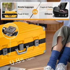 Zipperless Luggage with Spinner Wheels, Charger, and Cup Holder — Smart Luggage, Krute