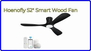 52" Wood Smart Ceiling Fan with Lights Remote — Smart Fan, Hoenofly