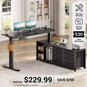 Electric Standing Desk with 6 Drawers — Standing Desk, SEDETA