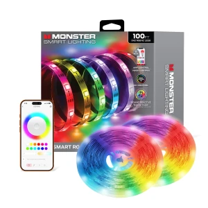 Smart 100 Foot RGB+IC LED Strip Lights, Sound Reactive Strip Lights for Bedroom, App & Voice Control — LED Strip Lights, MONSTER
