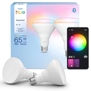 Smart LED BR30 Bulb 2-Pack, White and Color Ambiance — Smart Light Bulb, Philips