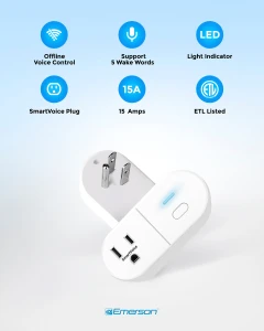 SmartVoice 4-in-1 Dual Wall Plug — Smart Plug, Emerson
