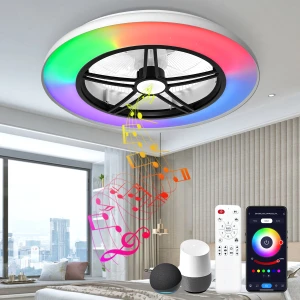 WiFi Low Profile Ceiling Fan with Light — Smart Fan, BAYSQUIRREL