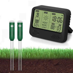 Wireless Soil Moisture Meter with Thermometer, Sunlight, and Time Display — Soil Moisture Sensor, Kithouse