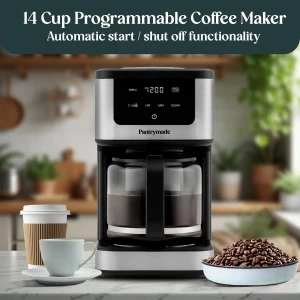 Deluxe 14 Cup Programmable Drip Coffee Maker with Glass Carafe — Coffee Maker, Pantrymade