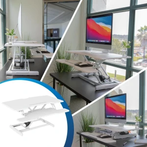 Electric Standing Desk Converter with Dual Monitor Mounts — Standing Desk, Mount-It!