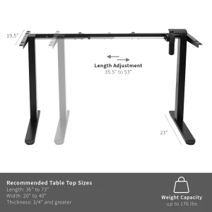 Electric Standing Desk Frame, Rear-Set Legs — Standing Desk, VIVO