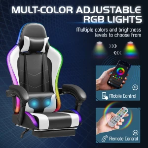 Gaming Chair with Footrest and Massage Lumbar Support — Smart Chairs, Homall