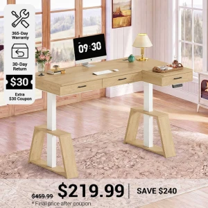 L Shaped Electric Standing Desk with Drawers — Standing Desk, SEDETA
