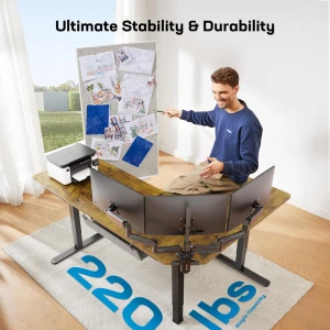 L-Shaped Standing Desk with Power Outlets — Standing Desk, HUANUO