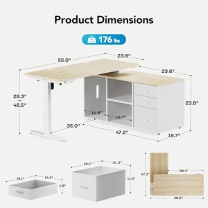 L Shaped Standing Desk — Standing Desk, HUANUO