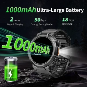 Military Smartwatch with Flashlight and 50-Day Battery — Smart Watch, Soudorv