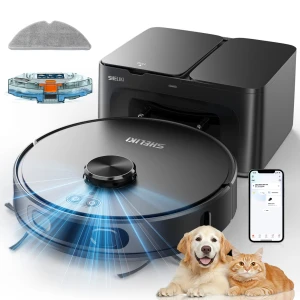 Robot Vacuum and Mop Combo, Self-Emptying with Smart Mapping — Robot Vacuum, SHELIKI