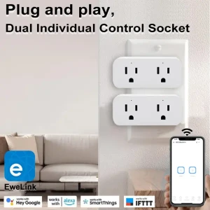 16A WiFi Dual Smart Outlet Plug with 2 Independent Control Sockets — Smart Plug, RODOT