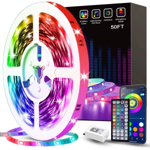 50ft Led Strip Lights, Smart Led Lights Strip Music Sync Color Changing Lights App Control and 23keys Remote, Led Lights... — LED Strip Lights, Tenmiro