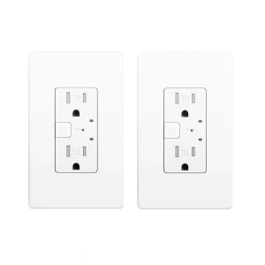 Smart Wall Outlet, 2 Individually Controlled Ports, 15Amp TR Receptacle — Smart Plug, junlit
