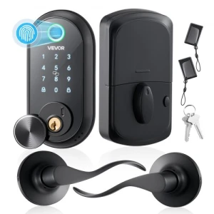 Fingerprint Door Lock Set, Matte Black — Smart Lock, VEVOR