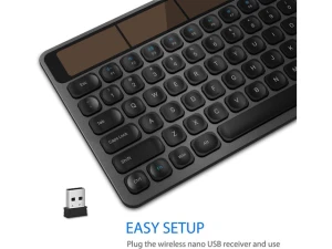 Wireless Solar Keyboard, Full-Size Layout — Bluetooth Keyboard, Arteck