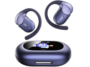 Blue Open-Ear Earbuds with LCD Digital Screen — Wireless Earbuds, Generic Logic, Inc.