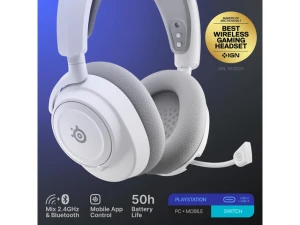 Arctis Nova 7P Wireless White Gen 2 Wireless Gaming Headset — Wireless Earbuds, SteelSeries
