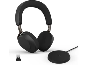 On-ear wireless Bluetooth headset with wireless charging stand — Wireless Earbuds, Jabra