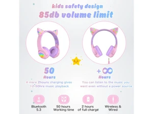 Purple Kids Headphones — Wireless Earbuds, Riwbox