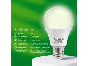 LED Grow Light Bulbs, 4 Pack, A21/A70 — Smart Light Bulb, TAURKENAM