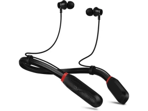 Black Neckband Bluetooth Headphones — Wireless Earbuds, WOOJONG