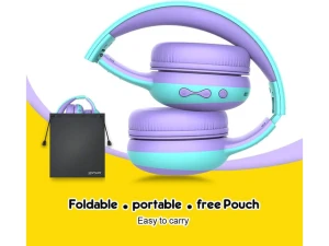 Purple Kids Bluetooth Headphones — Wireless Earbuds, gorsun