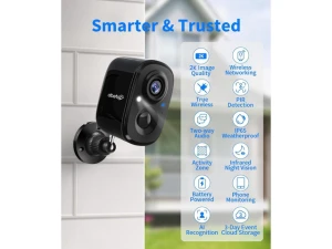 Outdoor Wireless Security Camera, Black, 1 Pack — Security Camera, Suppower