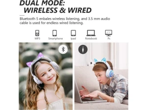Wired and Wireless Cat-Ear Headphones — Wireless Earbuds, Trisvision